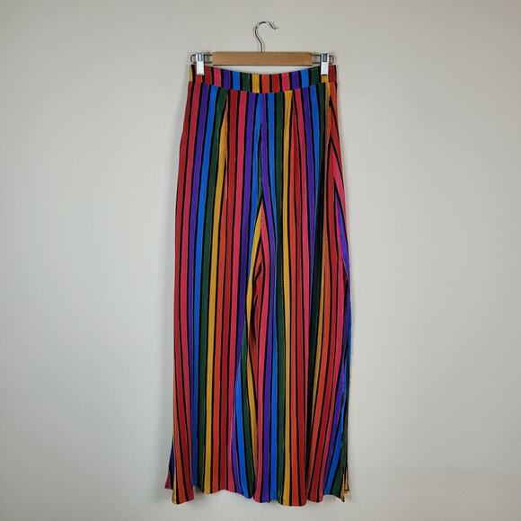 Show Me Your Mumu Pants Womens Small Campbell High Slit Rainbow Parade Colorful - Picture 3 of 9